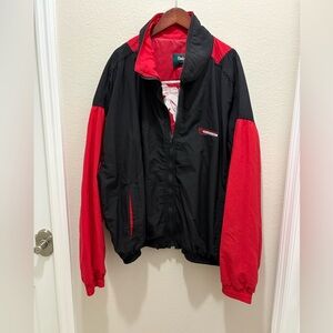 Vintage Men’s Red and Black Dodge Racing Windbreaker